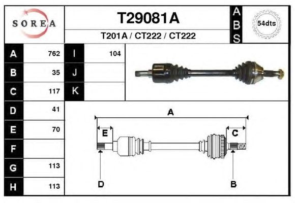 Arbre de transmission T29081A