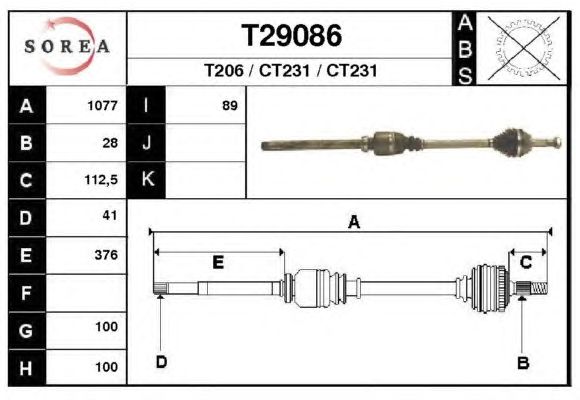 Arbre de transmission T29086