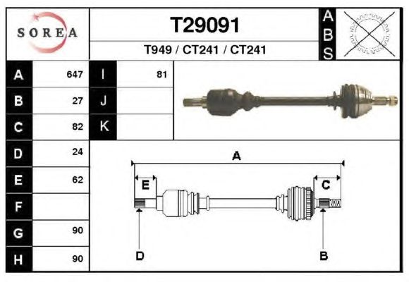 Arbre de transmission T29091