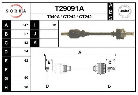 Arbre de transmission T29091A