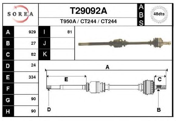 Arbre de transmission T29092A