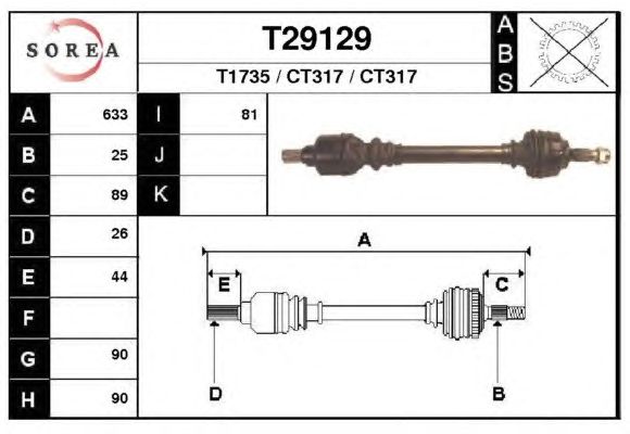 Arbre de transmission T29129