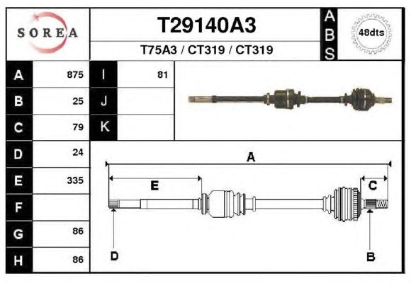 Arbre de transmission T29140A3