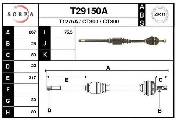 Veio de transmissão T29150A