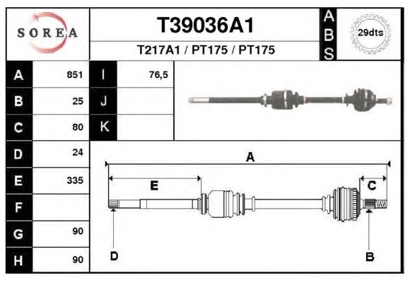 Arbre de transmission T39036A1
