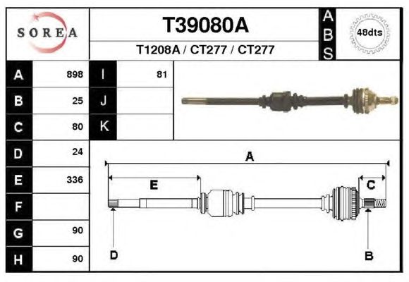 Arbre de transmission T39080A