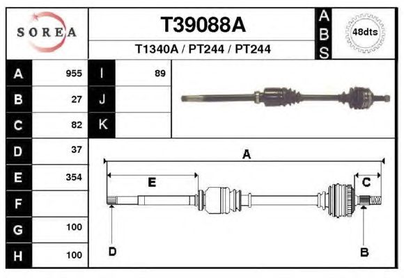 Arbre de transmission T39088A