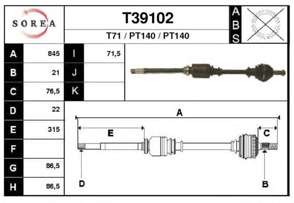 Veio de transmissão T39102
