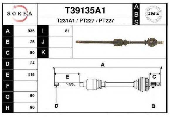 Árbol de transmisión T39135A1