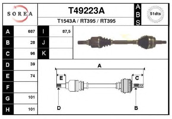 Veio de transmissão T49223A