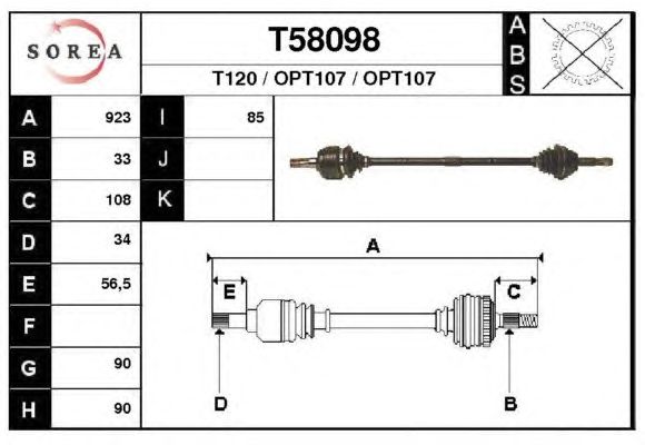 Arbre de transmission T58098