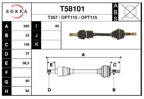Arbre de transmission T58101