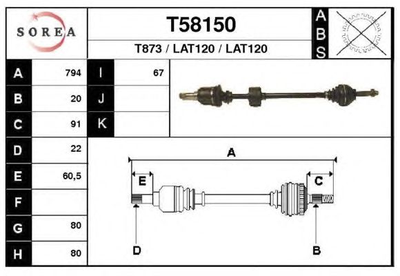 Arbre de transmission T58150