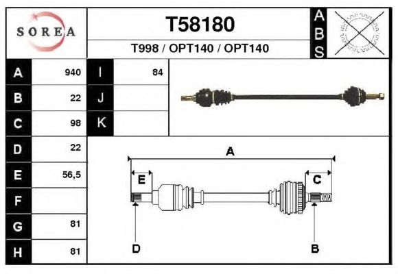 Veio de transmissão T58180