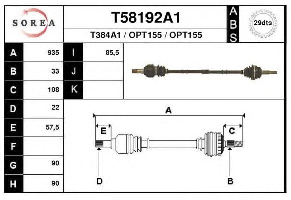 Veio de transmissão T58192A1