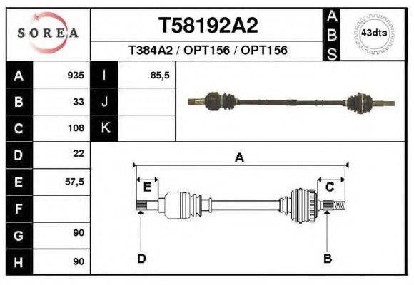 Veio de transmissão T58192A2