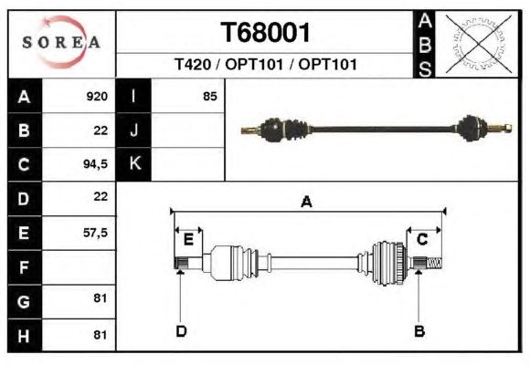 Veio de transmissão T68001