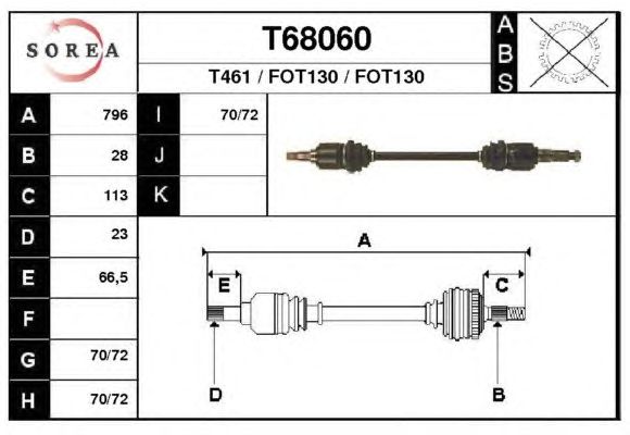 Arbre de transmission T68060