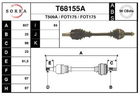 Άξονας μετάδοσης κίνησης T68155A