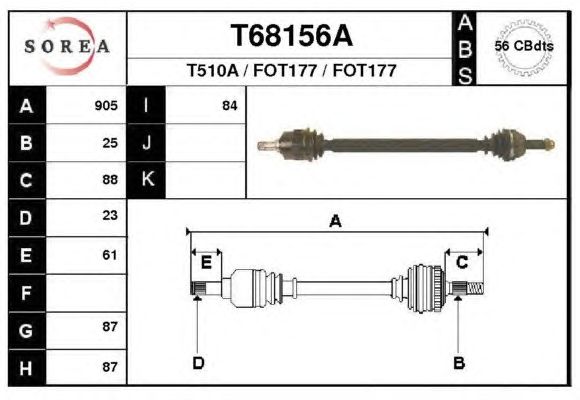 Άξονας μετάδοσης κίνησης T68156A