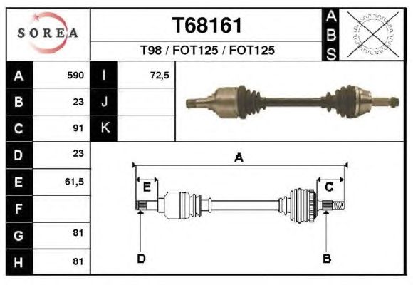 Arbre de transmission T68161