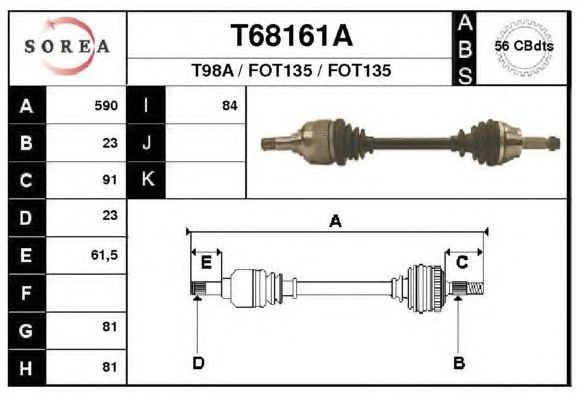 Arbre de transmission T68161A