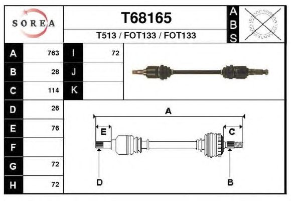 Arbre de transmission T68165