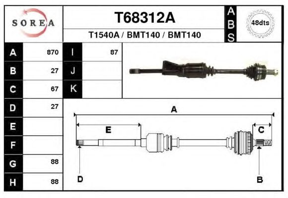 Άξονας μετάδοσης κίνησης T68312A