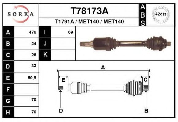 Arbre de transmission T78173A