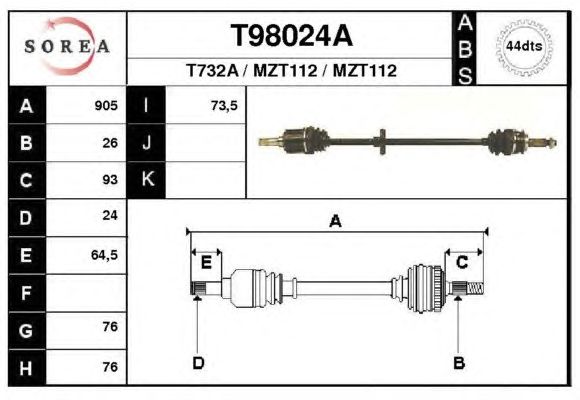 Arbre de transmission T98024A