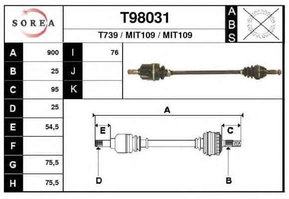 Άξονας μετάδοσης κίνησης T98031