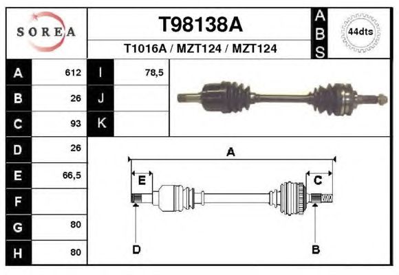 Άξονας μετάδοσης κίνησης T98138A