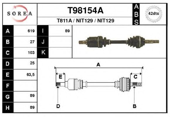 Άξονας μετάδοσης κίνησης T98154A