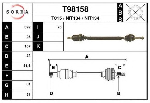 Arbre de transmission T98158