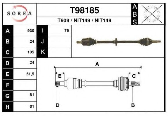 Arbre de transmission T98185