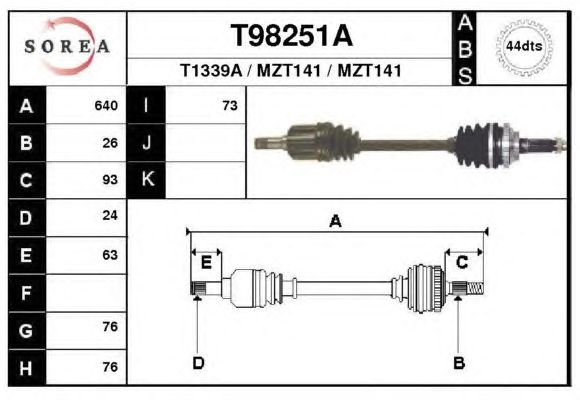 Arbre de transmission T98251A