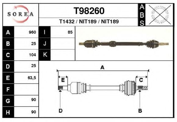 Άξονας μετάδοσης κίνησης T98260