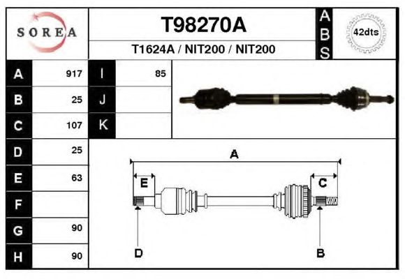 Άξονας μετάδοσης κίνησης T98270A