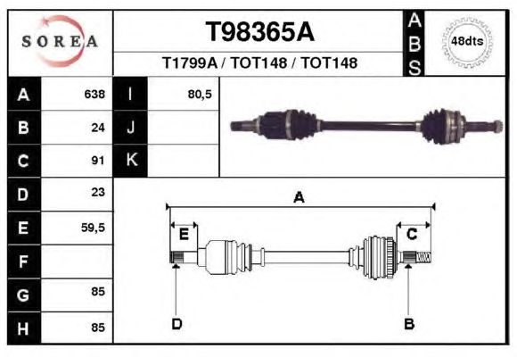 Veio de transmissão T98365A