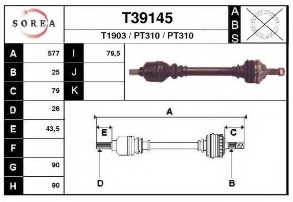 Veio de transmissão T39145