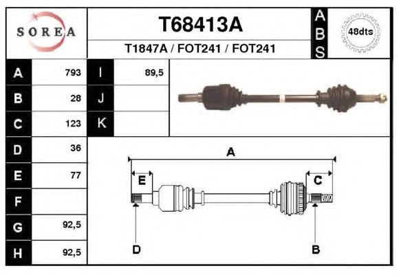 Arbre de transmission T68413A