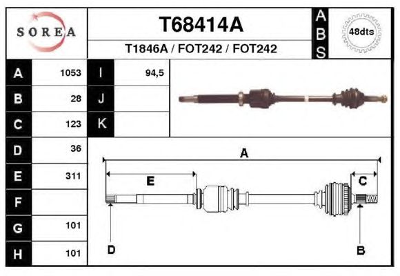 Arbre de transmission T68414A