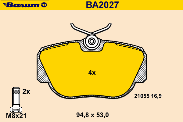 Комплект тормозных колодок, дисковый тормоз BA2027