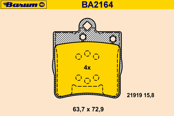 Kit de plaquettes de frein, frein à disque BA2164