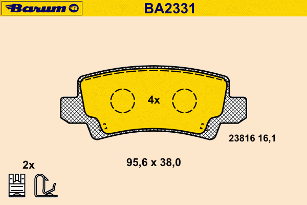 Комплект тормозных колодок, дисковый тормоз BA2331