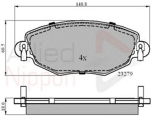 Комплект тормозных колодок, дисковый тормоз ADB01110