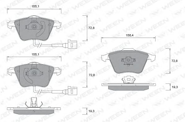 Комплект тормозных колодок, дисковый тормоз 151-1254