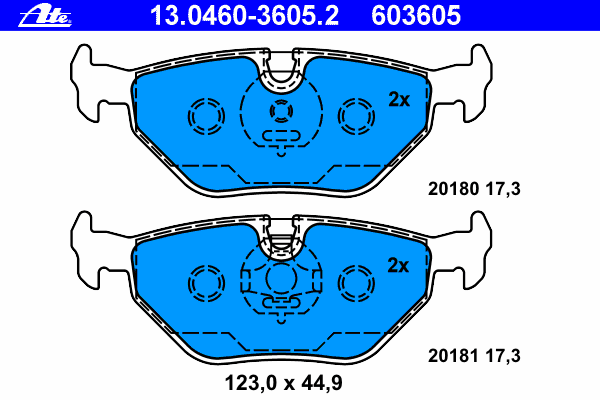 Комплект тормозных колодок, дисковый тормоз 13.0460-3605.2