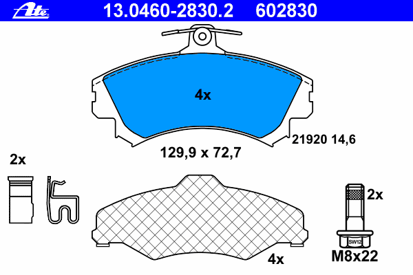 Комплект тормозных колодок, дисковый тормоз 13.0460-2830.2
