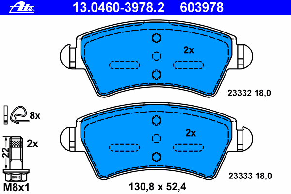 Комплект тормозных колодок, дисковый тормоз 13.0460-3978.2